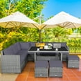 thumbnail image 2 of Costway 7 PCS Patio Rattan Dining Set Sectional Sofa Couch Ottoman Garden Gray, 2 of 10
