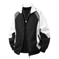 thumbnail image 3 of RongHuan Men's Fashion Jacket Big and Tall Zip Up Color Block Windbreaker Jackets Fall Winter Coats Long Sleeve Streetwear, 3 of 6