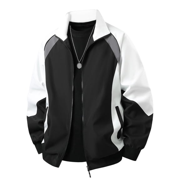 IROINNID Men's Color Block Zip Up Track Jacket Turndown Collar Raglan Sleeve Lightweight Casual Sportswear Outdoor Windbreaker Top with Zipper Side Pockets