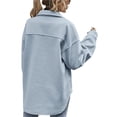 thumbnail image 3 of Chaqueta de Mezcla de Lana con Botones y Larga para Mujer, de Gran Tamaño Azul S, 3 of 7