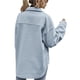 thumbnail image 3 of Chaqueta de Mezcla de Lana con Botones y Larga para Mujer, de Gran Tamaño Azul XL, 3 of 7