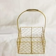 thumbnail image 2 of Gadgetvlot Bouquet Packaging Plant Flower Pot Wicker Basket Metal Golden Blended Desktop Gold Wrought Iron Double Handles With Hand, 2 of 11