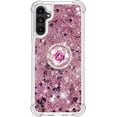 thumbnail image 2 of Glitter Clear Sparkly Bling Case for Samsung Galaxy A14 5G for Women Girls, Flowing Liquid Quicksand Cover with Diamond Ring Holder Case for Samsung Galaxy A14 4G/5G  Rose Gold, 2 of 14