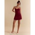 thumbnail image 5 of Burgundy Womens Backless Mini Dress With Cross-Back Tie Straps, Textured A-Line Fit For Party Or Date Night, 5 of 7