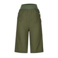thumbnail image 5 of Yuzhih Wide Leg Shorts for Women Casual Elastic Waist Knee Length Short Pants Summer Comfy Cotton Linen Shorts, 5 of 6