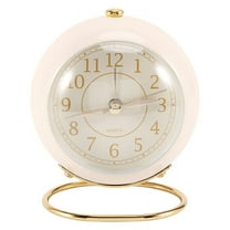 Small Table Clocks, Classic Non-Ticking Quartz Tabletop Analog Alarm Clock Desk Clock with Backlight for Bedroom Decor,1 x Table Clock,beige-white