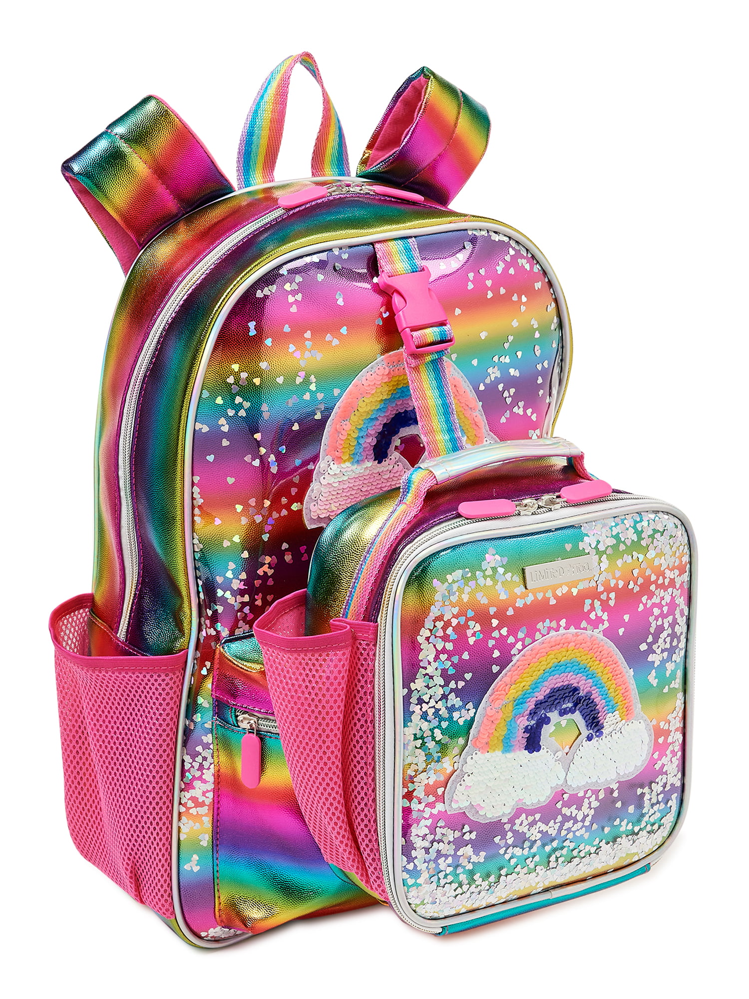 Justice Sparkle Pastel Llama Backpack & Crossbody Lunchbox & Pencil Case NWT
