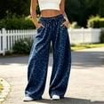 thumbnail image 3 of Women Leopard Sweatpants Baggy Wide Leg Pants Fall Y2K Lounge Sweat Pants with Pockets,Straight Leg, Pull on, Gym,Navy,XL, 3 of 7