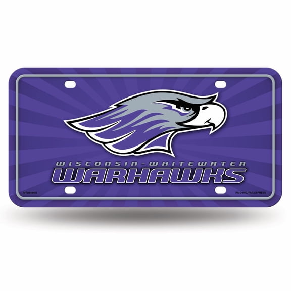Wisconsin Whitewater Warhawks 12x6 Metal License Plate Auto Tag