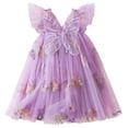 thumbnail image 3 of Pandaie Baby Girl Tulle Dress Flower Butterfly Wing Embroidery Sleeveless Romper Mesh Tutu Skirt Toddler Princess Birthday Party Dresses 12-18 Months Purple, 3 of 8