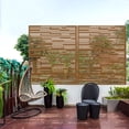 thumbnail image 3 of MAYEERTY 72×47" Outdoor Brown Metal Privacy Panel Screen for Backyard & Garden, Shadow Play Pattern, 3 of 9