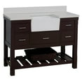thumbnail image 2 of Charlotte 48" Farmhouse Bathroom Vanity with Chocolate Cabinet and Quartz Top, 2 of 7