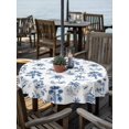 thumbnail image 2 of Outdoor Tablecloth with Umbrella Hole for Patio/Picnic/Party/Camping, Blue Tropical Plant Waterproof Table Cloth Round Cover Washable, Summer Palm Trees Coastal Nautical (Dia 54"), 2 of 8