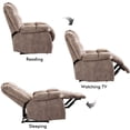 thumbnail image 3 of Prelife Lazy Recliner Chair Overstuffed, Manual Reclining Single Couch Wall Hugger Fabric Recliners Sofa, Brown, 3 of 8