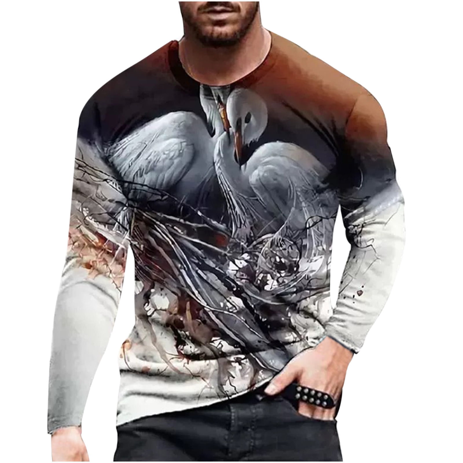 Mens Short Sleeve T Shirts Henley V Neck Gym Tops Unique Print Workout