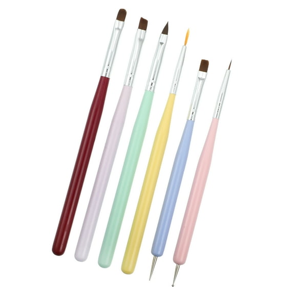 Vocoste 6 Pcs Nail Art Brushes Set Extension Gel Nail Art Design Pen Set Painting Tools for Acrylic Application