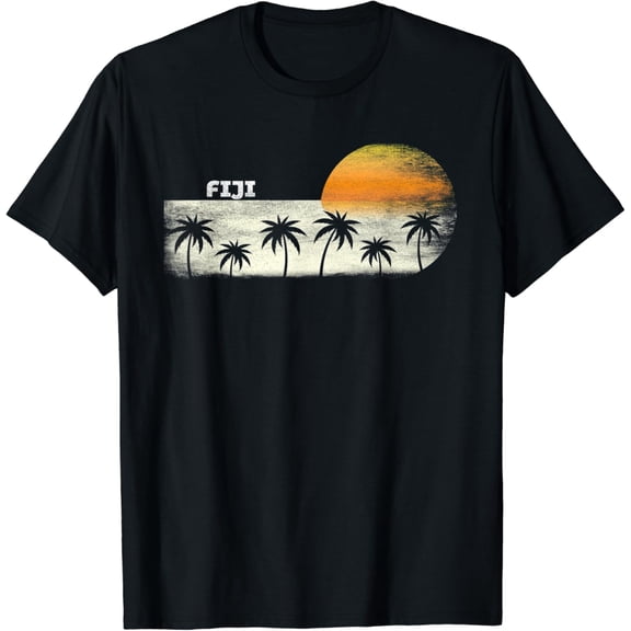 t-shirt Vintage Fiji Ocean Sunset and Palm Trees T-Shirt mens t shirt,black,women,funny,misfits,men,journey