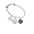 thumbnail image 2 of Delight Jewelry Silvertone Antiqued Round Seal - Initial - H - Silvertone Let Things Go Tree Charm Bangle Bracelet, 2 of 4