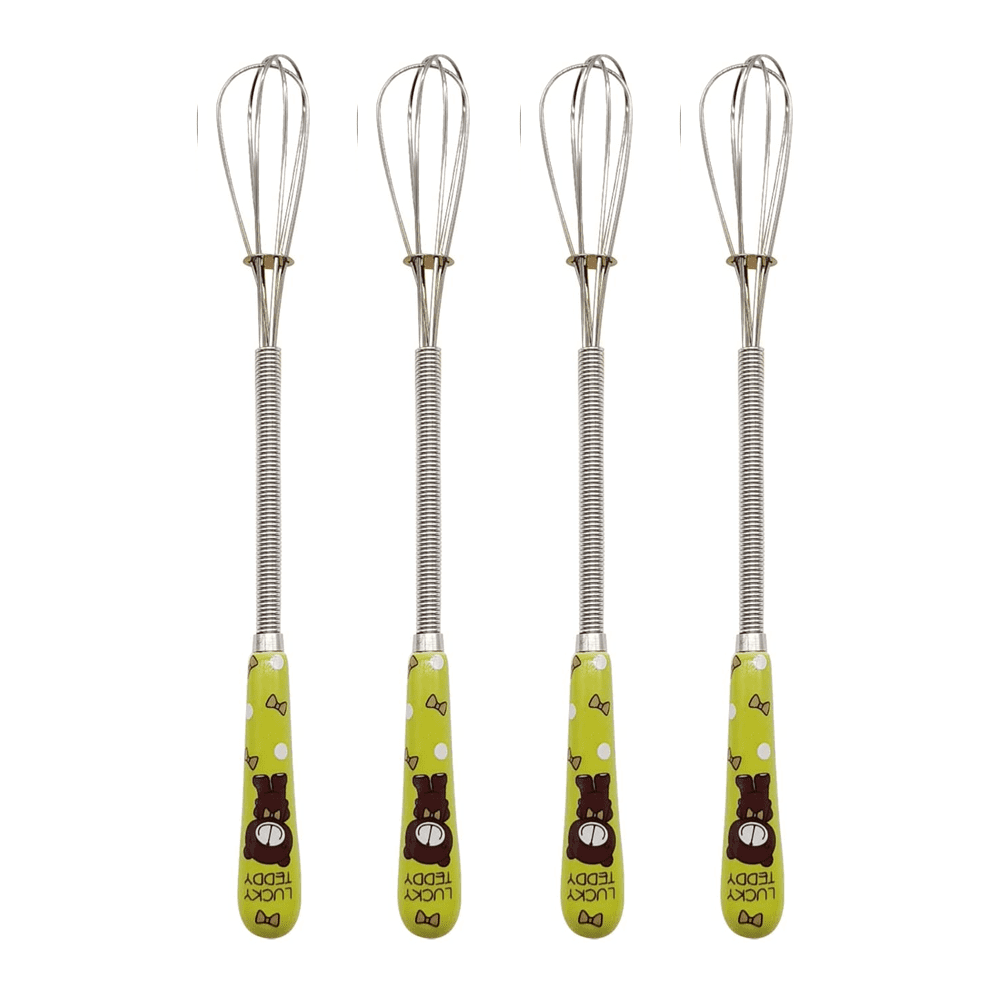 Small Whisks Stainless Steel Handle Mini Tiny Mixing Balloon Wire Whisks  Ceramic Whisk (4 Pieces)
