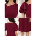 thumbnail image 5 of DARING DIVA Ruffled Sleeve Midi A-Line Pleated Work Dress XL Dark Red, 5 of 6