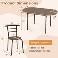 thumbnail image 3 of Gymax 3 Pcs Foldable Dining Table Set w/ 2 Chairs Industrial Oval Corner Dining Set, 3 of 10