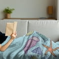 thumbnail image 3 of Nautical Soft Flannel Fleece Throw Blanket, Underwater World Nursery Theme Seashell Seahorse Starfish and Fish Pattern, Cozy Plush for Indoor and Outdoor Use, 50" x 70", Multicolor, by Ambesonne, 3 of 5