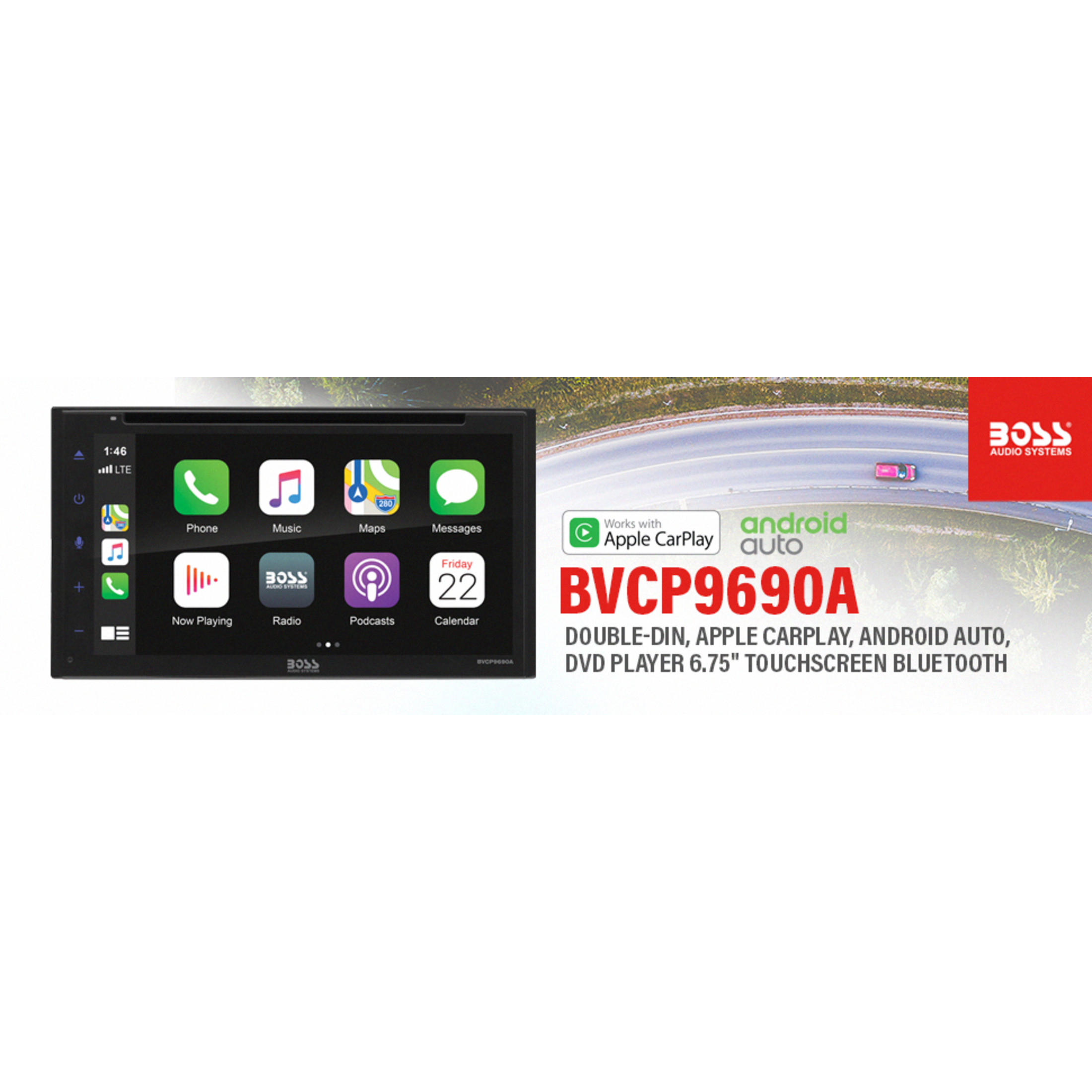 BOSS Audio Systems BVCP9690A Car Stereo - Apple CarPlay, Android Auto, Double Din, 6.75 Inch Touchscreen, Bluetooth, CD DVD Player, AM/FM Radio Receiver, Wireless Remote Control, USB - image 4 of 13