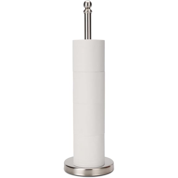 Toilet Paper Holder Stand Holding Up to 5 Paper Rolls, Free-Standing Spare Rolls Storage Holder, Stainless Steel (Brushed Nickel)