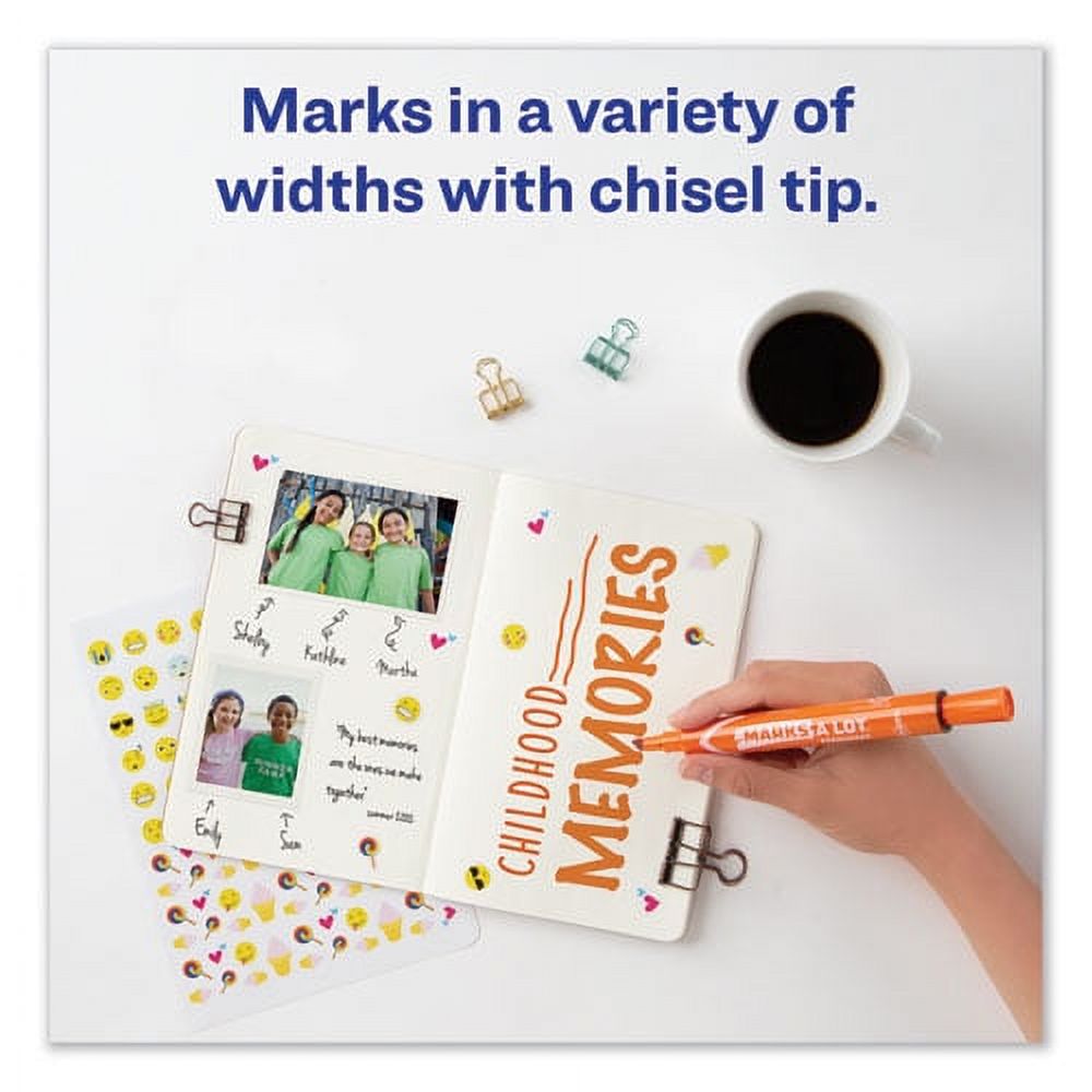 Marks A Lot Large Desk-Style Permanent Marker, Broad Chisel Tip, Orange, Dozen (8883) | Bundle of 10 Dozen