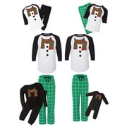 Awkward Styles Matching Christmas Pajamas Set Green Snowman Scarf Family Sleepwear