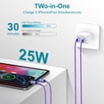 thumbnail image 4 of USB C Charger, Hootek Type C Charging Block with 2 Pack 6FT Type C Cables 25W Dual Port Type C Charger 6FT USB C Block Fast Android Charger Block Phone Charger Block with USB C Charging Cable, Purple, 4 of 8