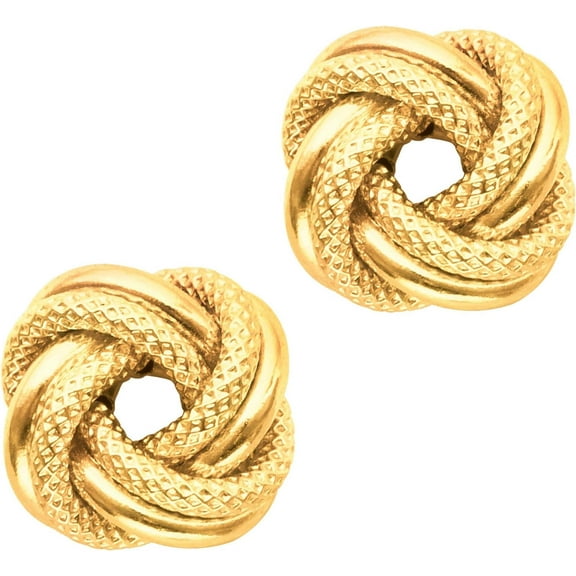 Floreo 14k Yellow Gold 10mm Diamond Cut & Polished Love Knot Stud Earrings