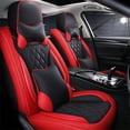 thumbnail image 2 of Premium Red Car Seat Cover 5-seats Cushion Set PU Leather Pad For BMW USA Ship, 2 of 5