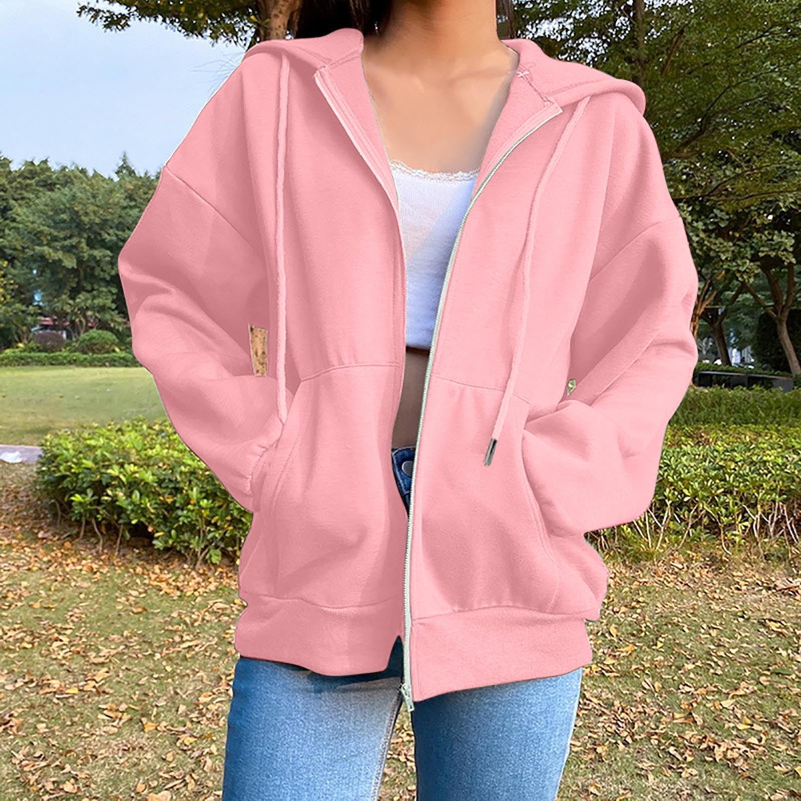 Women's Zip Up Y2K Hoodies Casual Long Sleeve Track Jackets With