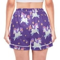 thumbnail image 2 of Women's Silk Pajama Shorts Unicorn Pentagram Purple Pajama Shorts Women's Casual Pajama Shorts with Pockets, 2 of 6