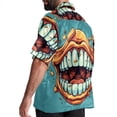 thumbnail image 3 of Tiny teeth Men's Casual Printed Button Down Short Sleeve Summer Beach Shirt, Unisex, 3 of 6