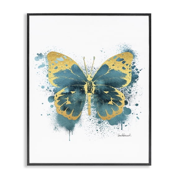 Stupell Industries Modern Butterfly Abstract Blue Watercolor Black Framed Giclee Art, 11 x 14, by Amanda Greenwood