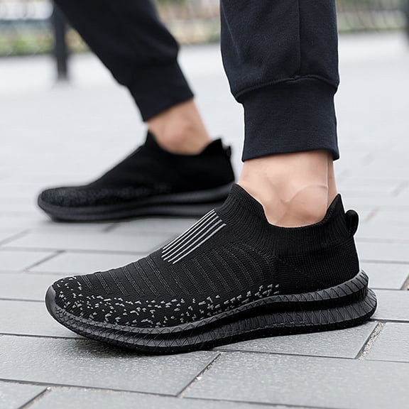 TABLZONE 1 Pair Black Mesh Running Shoes for Men and Women, Lightweight Breathable Athletic Sneakers for Work and Casual Wear