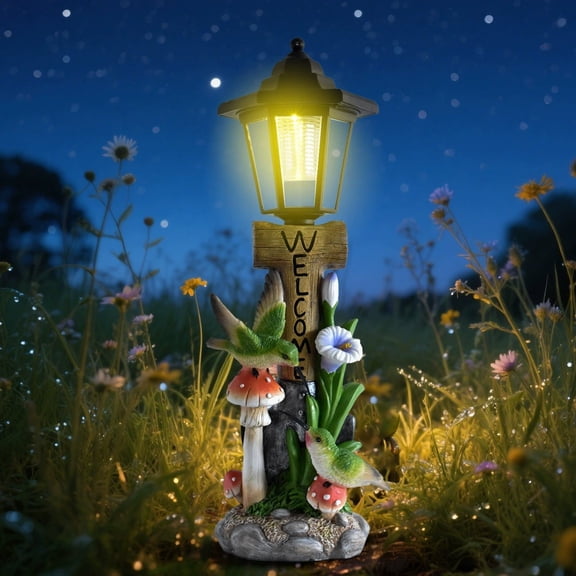 Eespoir Solar Hummingbird Garden Statue, Outdoor Porch Ornaments, Decorative Solar Garden Figurines, for Yard, Patio, Pathway, Courtyard and Lawn Decor, Attracts Birds