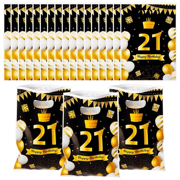 Belanttega 50 Pcs 21st Birthday Party Gift Bag Set – Sweet 21 Years Themed Candy Bags for Small Item Packaging, Candy Wrapping Bags for Celebration