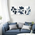 thumbnail image 6 of Living Room Decor Wall Art - Modern Simple Plants Leaf Painting Navy Blue and Gray Boho Leaves Set of 3 Abstract Artwork Picture for Bedroom Walls Decoration 12x16, 6 of 7