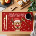 thumbnail image 2 of Merry Christmas Placemats Set of 6, Red Winter Xmas Cartoon Deer Snowflake Placemats for Dining Table, Place Mats for Kitchen Tabletop, Waterproof Wipeable Dining Table Mats Set, 2 of 9