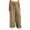 Khaki, variant on Chbgutlmr Wide Leg Pants Women Solid Color Lightweight Elastic Waist Loose Casual Drawstring Trousers