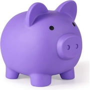Piggy Bank, Unbreakable Plastic Money Bank, Coin Bank for Girls and Boys, Medium Size Piggy Banks, Practical Gifts for Birthday, Easter, Baby Shower (Purple)
