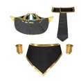 thumbnail image 3 of Disfraz de Halloween egipcio para hombre, disfraz de guerrero para fiesta temática, juego de rol, falda con dobladillo irregular sexy y puños, cuello y cinturón, 3 of 4