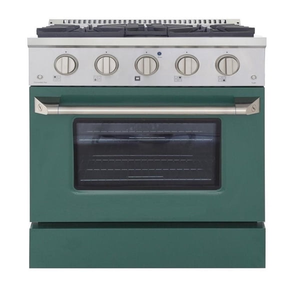 Bowery Hill 30" Modern Stainless Steel Natural Gas Range in Green/Silver