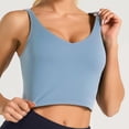thumbnail image 2 of RYRJJ Women's Longline Sports Bra Wirefree Padded Racerback Medium Support Yoga Bras Gym Running Workout Tank Tops(Blue,M), 2 of 4
