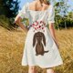 thumbnail image 5 of Vestido de noche para mujer, de manga corta, con diseño de perro salchicha de pelo largo color chocolate y corazones de San Valentín., 5 of 7