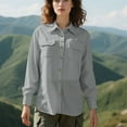 thumbnail image 5 of ABATAB Women's UPF 50+ Long Sleeve UV Sun Protection Shirts with Chest Pockets Outdoor Fishing Hiking Athletic Button down T-Shirts(Large,Gray), 5 of 6
