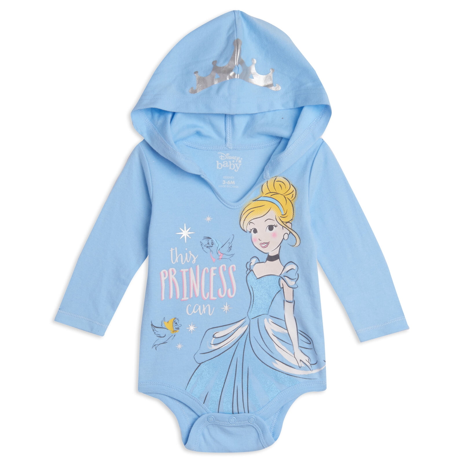 Disney Princess Belle Cinderella Ariel Newborn Baby Girls 3 Pack Bodysuits Newborn to Infant